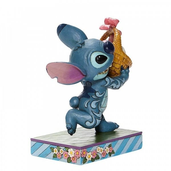 Disney Traditions Bizarre Bunny - Stitch Running off with Easter Basket Figurine 6008075 - Image 3