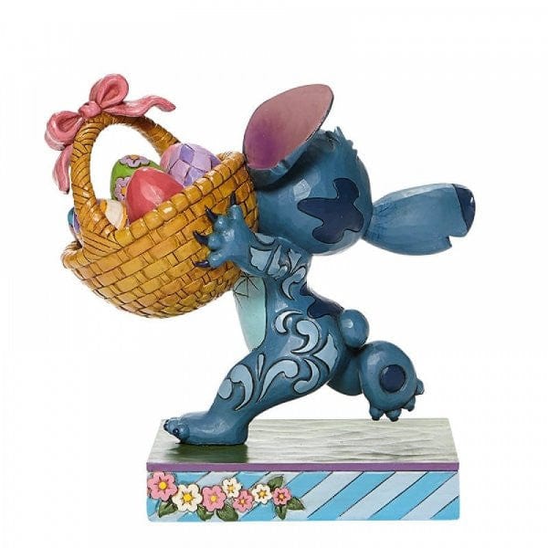 Disney Traditions Bizarre Bunny - Stitch Running off with Easter Basket Figurine 6008075 - Image 4